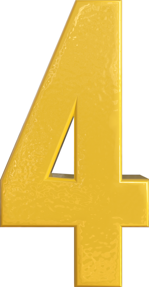 Number Four, 4 Yellow 3D Text Render 13492776 PNG