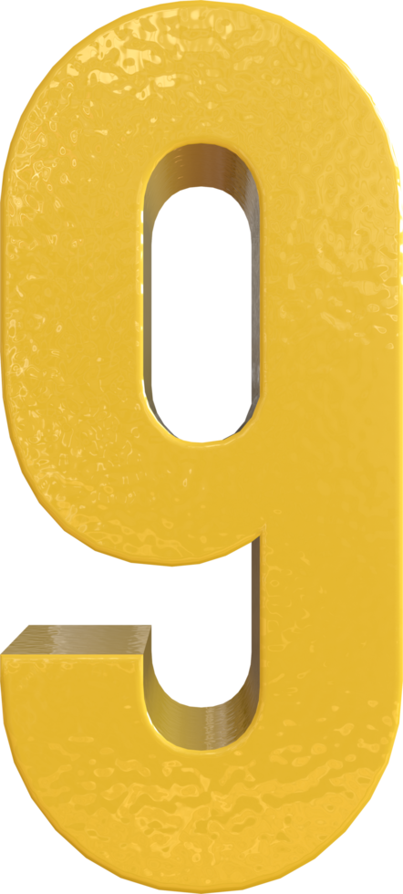 Number Nine, 9 Yellow 3D Text Render. png