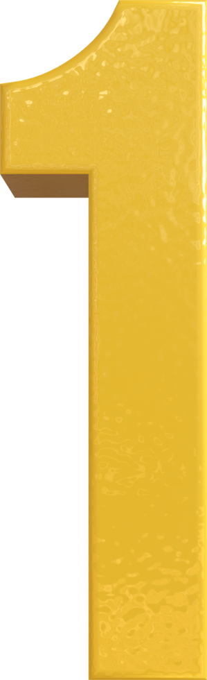 Number One, 1 Yellow 3D Text Render png