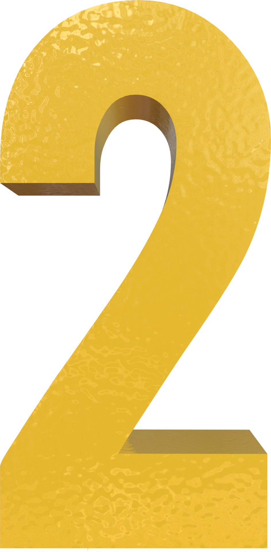 Number Two, 2 Yellow 3D Text Render. 13492782 PNG