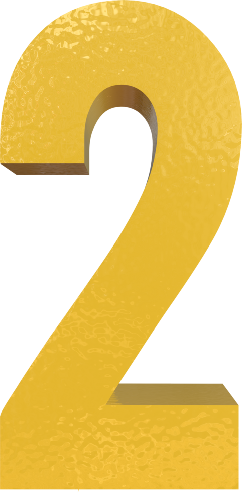 Number Two, 2 Yellow 3D Text Render. png