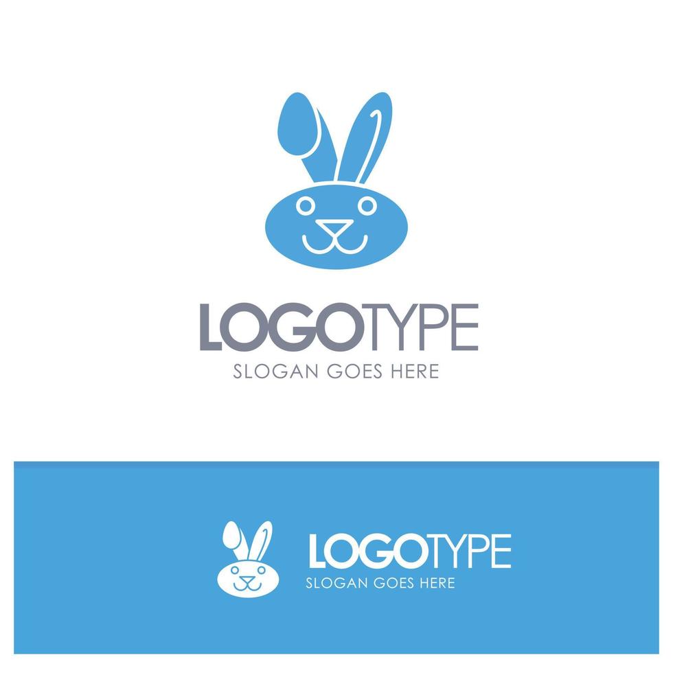 conejito conejo de pascua azul logotipo sólido con lugar para el eslogan vector