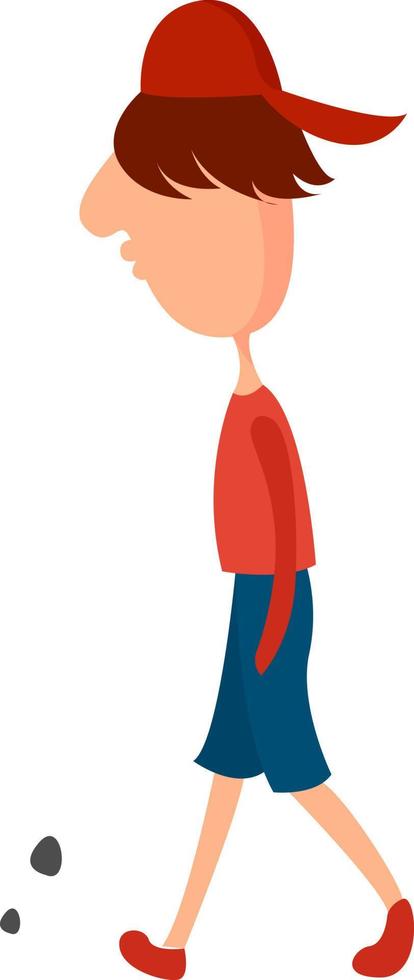 Boy with ball, illustration, vector on white background.