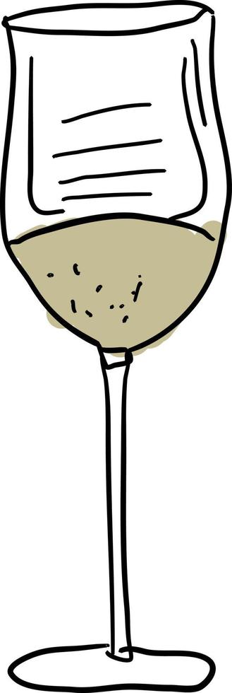 Glass of white wine, illustration, vector on white background.