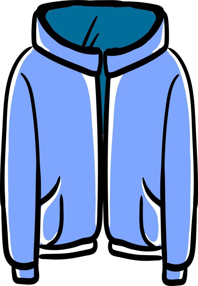 Blue jacket, illustration, vector on white background.