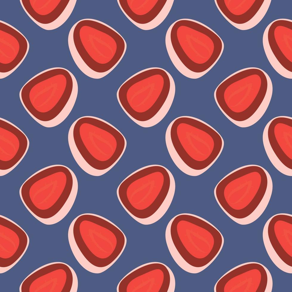 Mochi in half,seamless pattern on dark purple background. vector