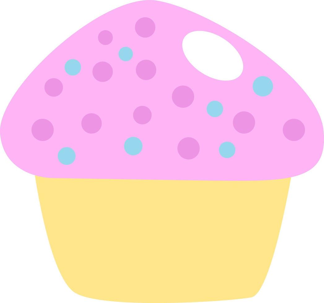 cupcake rosa con lloviznas, ilustración, vector sobre fondo blanco.