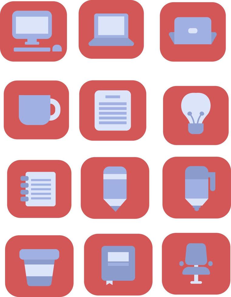 Office supplies, illustration, vector on a white background.