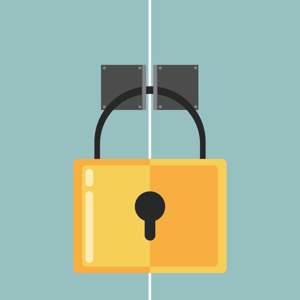 Yellow lock, illustration, vector on white background.