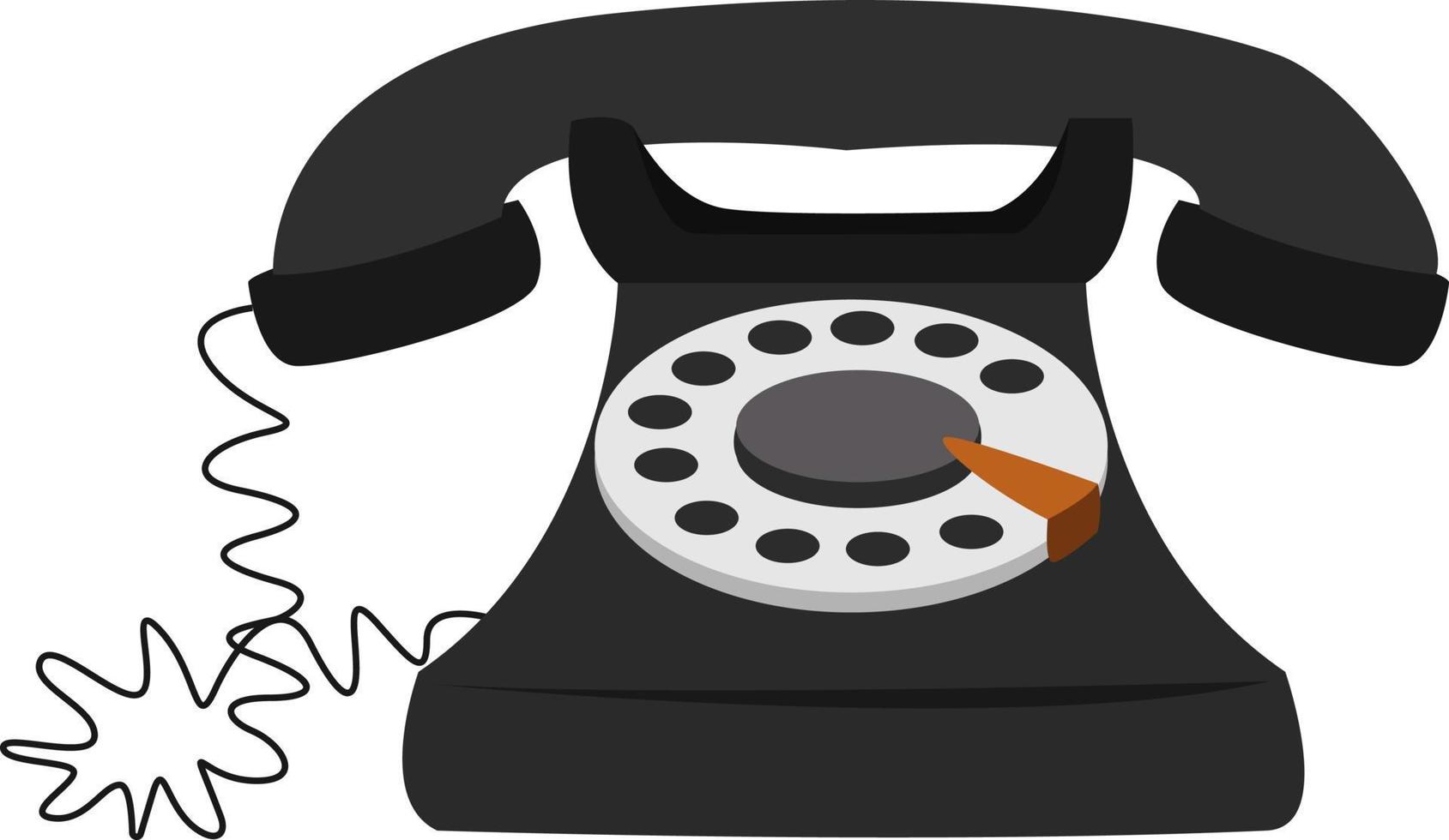 Black telephone, illustration, vector on white background.