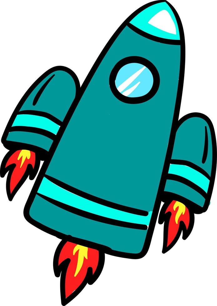 Rocket in space, illustration, vector on white background