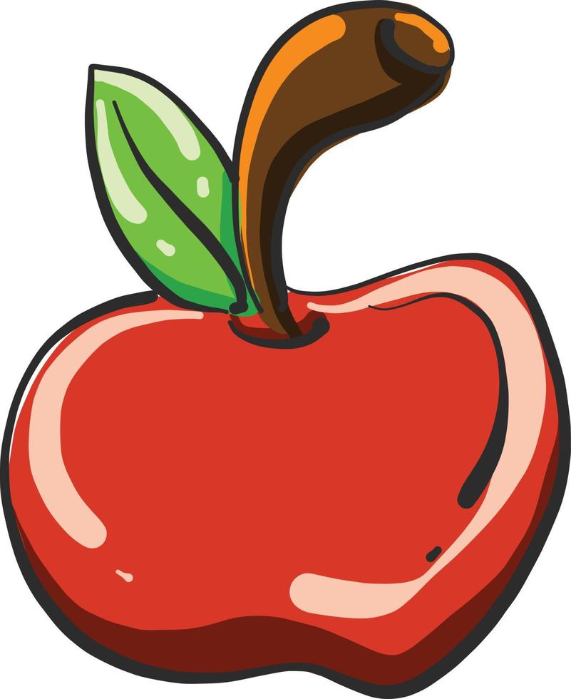 manzana roja, ilustración, vector sobre fondo blanco.