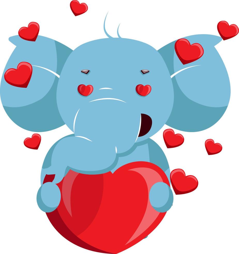 Elephant in love, illustration, vector on white background.