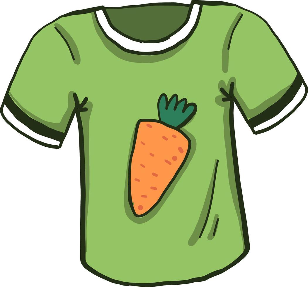 Green tshirt, illustration, vector on white background.