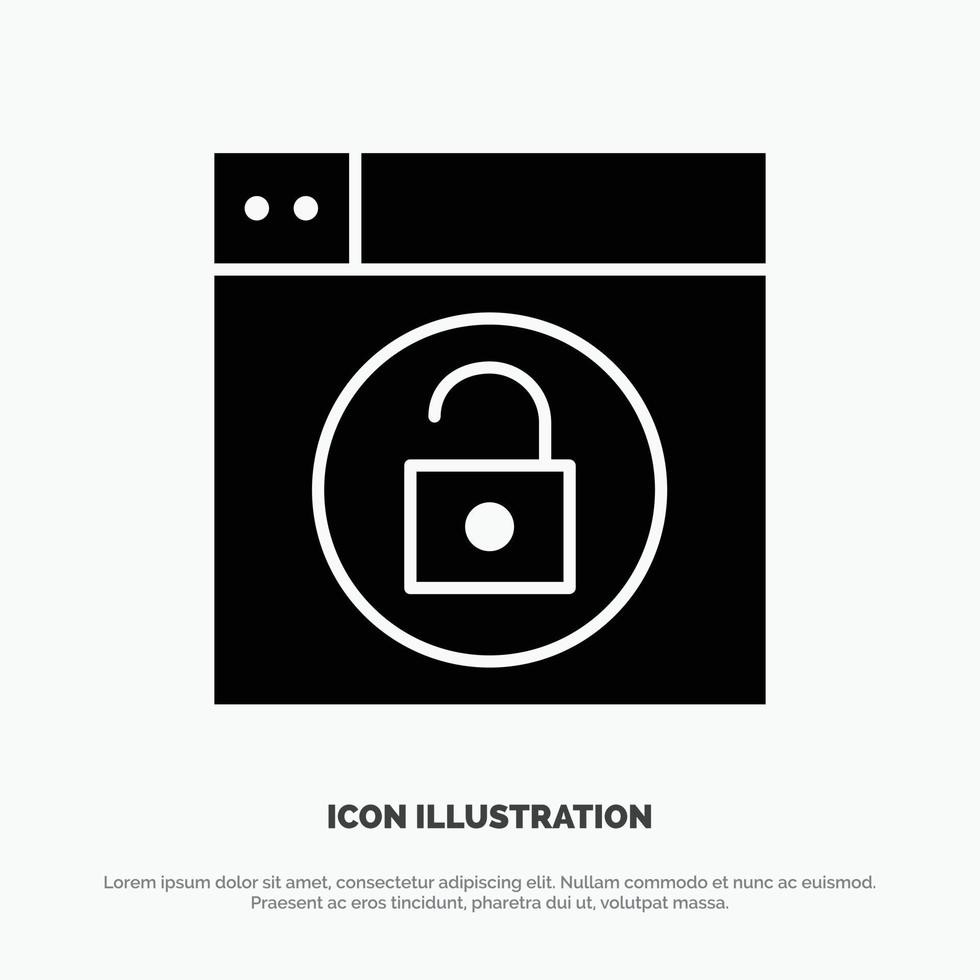 Web Design Lock Unlock solid Glyph Icon vector