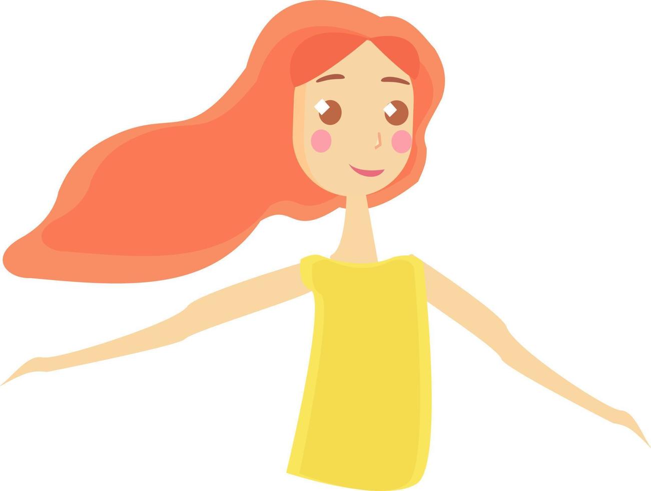 Girl with orange hair, illustration, vector on white background