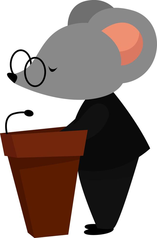 Mouse giving a lecture, illustration, vector on white background