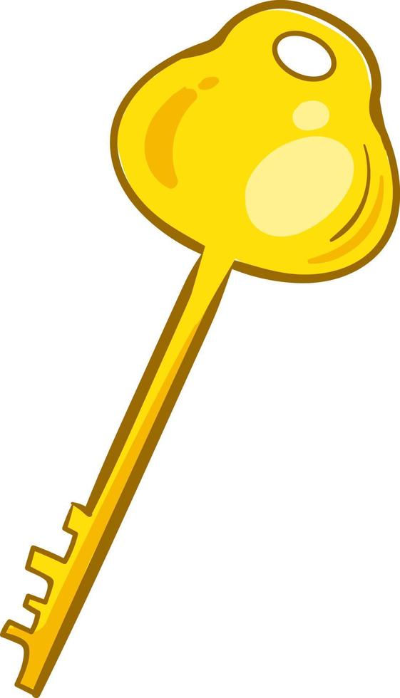 Golden key, illustration, vector on white background