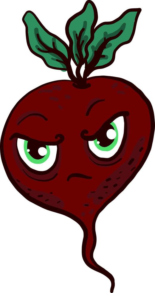 Angry beet, illustration, vector on white background