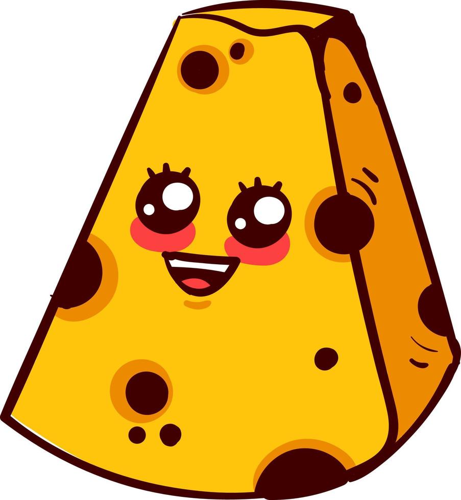Cute slice of chesee, illustration, vector on a white background.