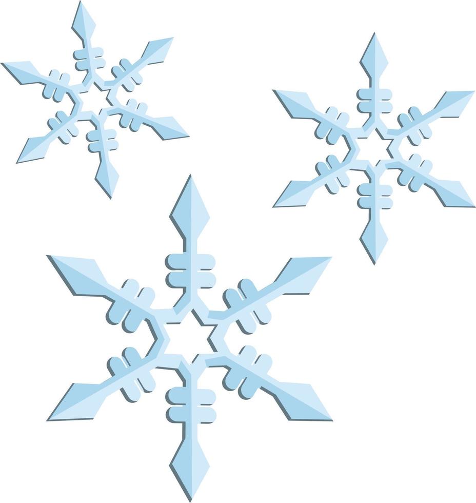 Three snowflakes vector illustration on a white background