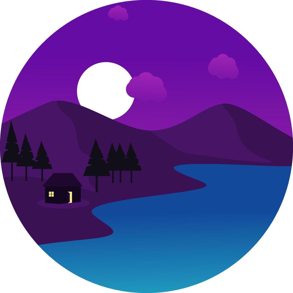 Night view ,illustration, vector on white background.
