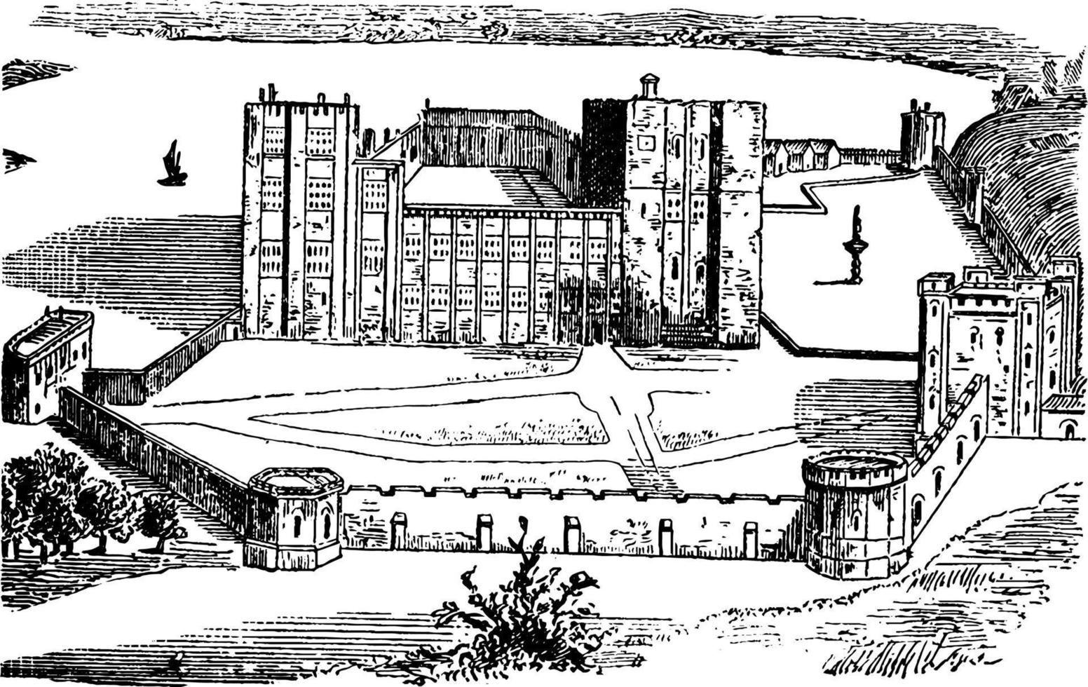 Kenilworth Castle, vintage illustration. vector