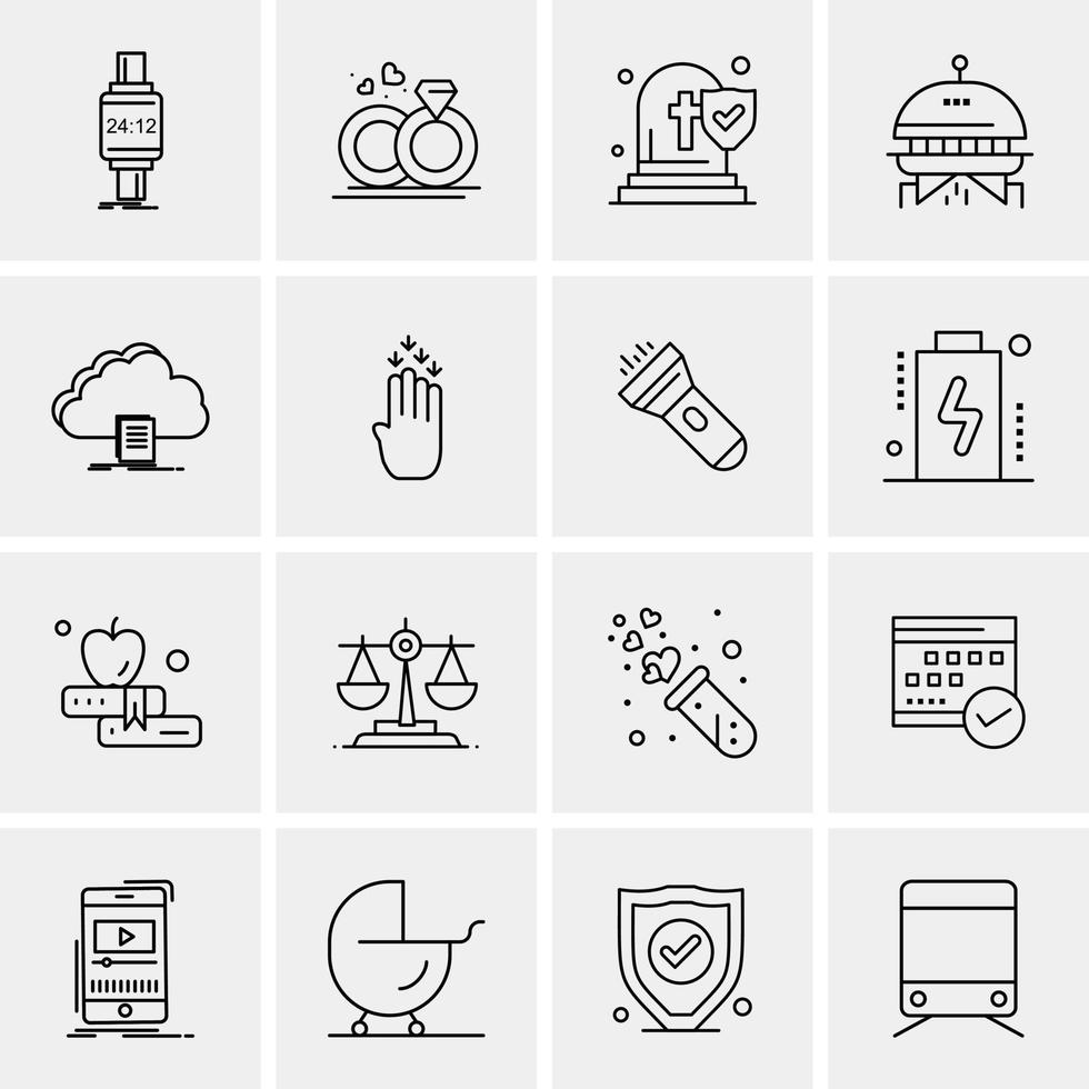 16 iconos de negocios universales vector ilustración de icono creativo para usar en proyectos relacionados con la web y dispositivos móviles