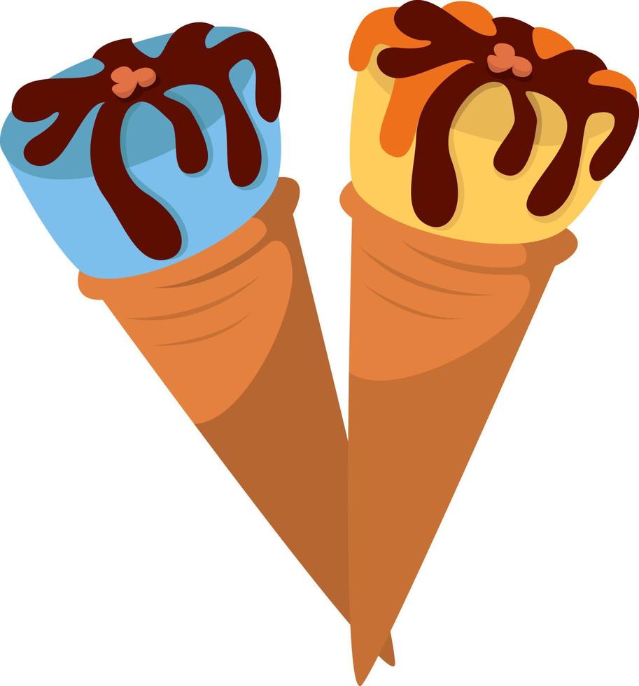 Ice cream cones, illustration, vector on white background