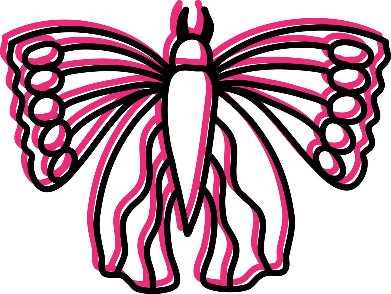 mariposa rosa con alas inusuales, ilustración, vector sobre un fondo blanco