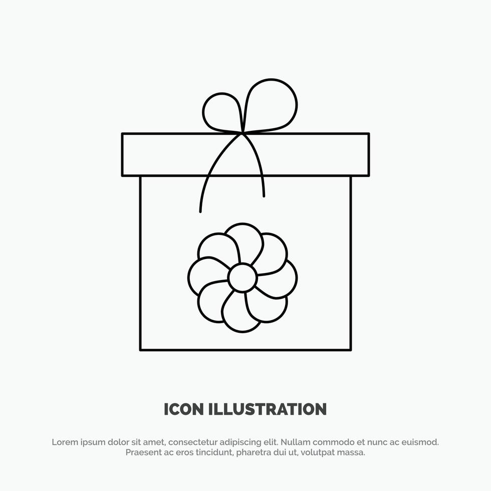 Gift Box Flower Spring Line Icon Vector