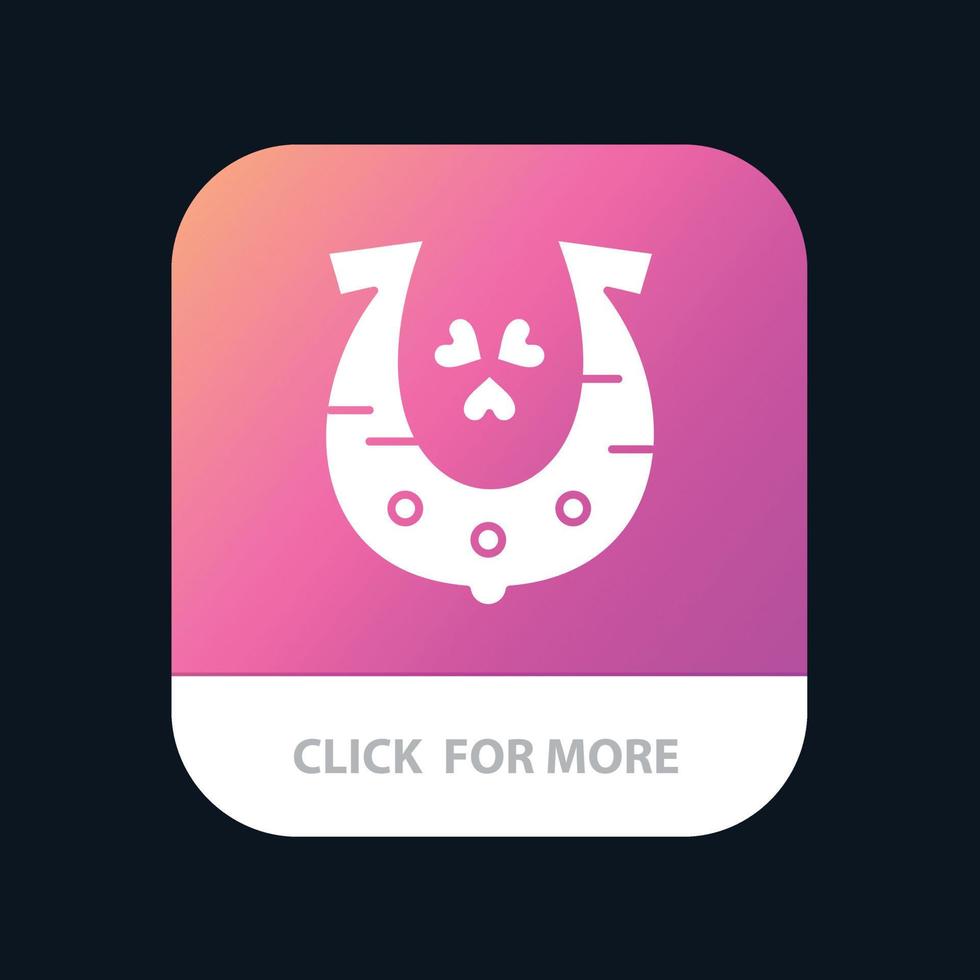 Clover Golden Horseshoe Luck Mobile App Button Android and IOS Glyph Version vector