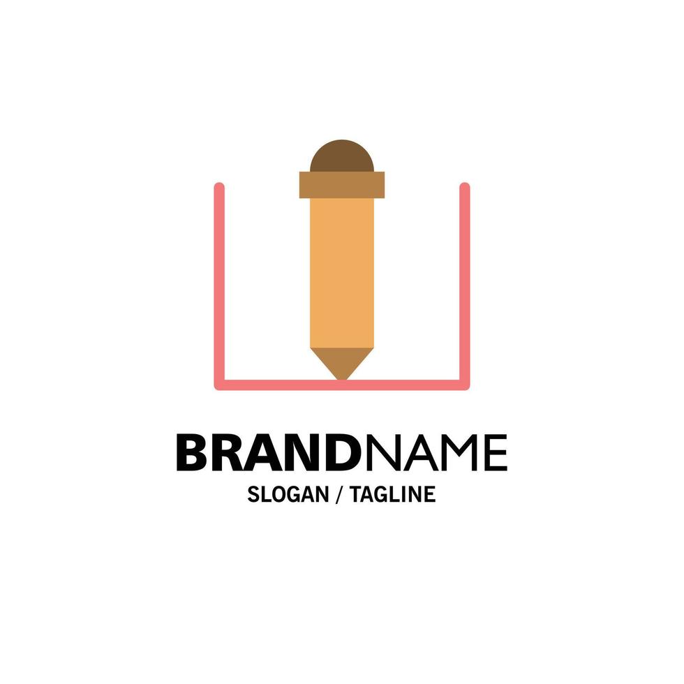 Pencil Text Education Business Logo Template Flat Color vector