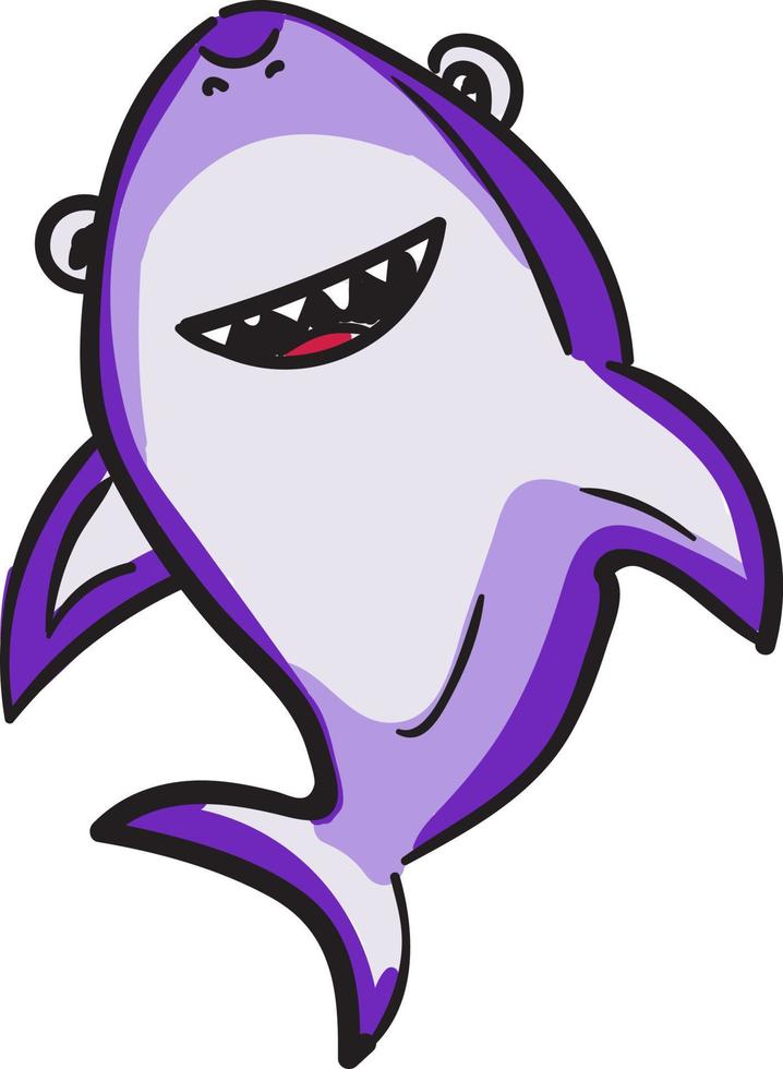 Purple shark, illustration, vector on white background.