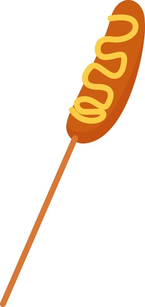 Sausage on stick, illustration, vector on white background.