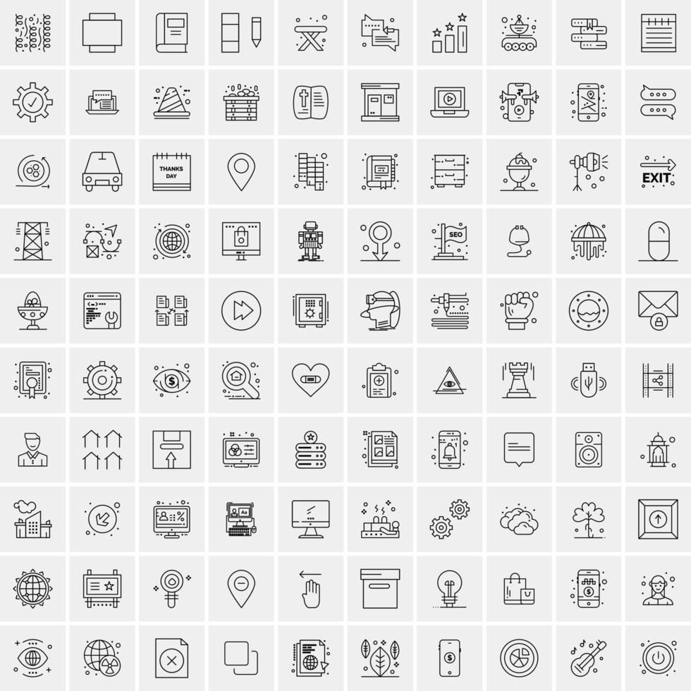 100 iconos de negocios para web y material impreso vector