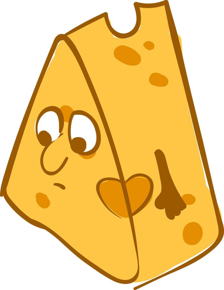 Sad cheese, illustration, vector on white background