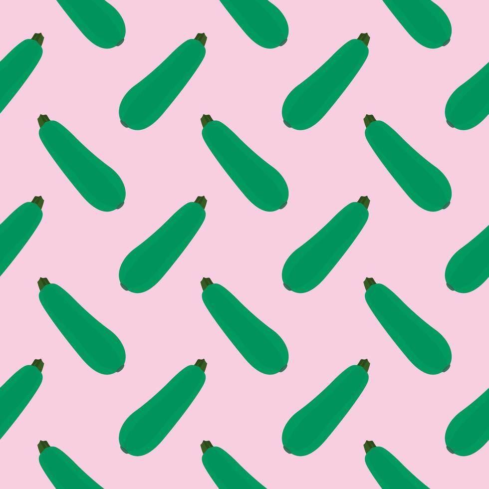 Green zucchini,seamless pattern on pink background. vector
