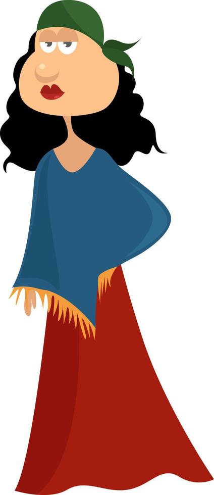 mujer gitana, ilustración, vector sobre fondo blanco