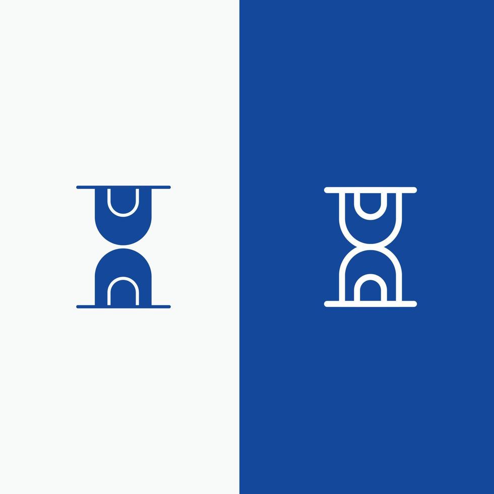 Glass Hour Loading Line and Glyph Solid icon Blue banner Line and Glyph Solid icon Blue banner vector