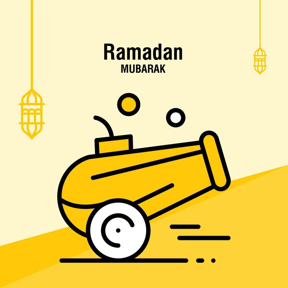 Ramadan kareem greeting template islamic crescent and arabic lantern vector illustration