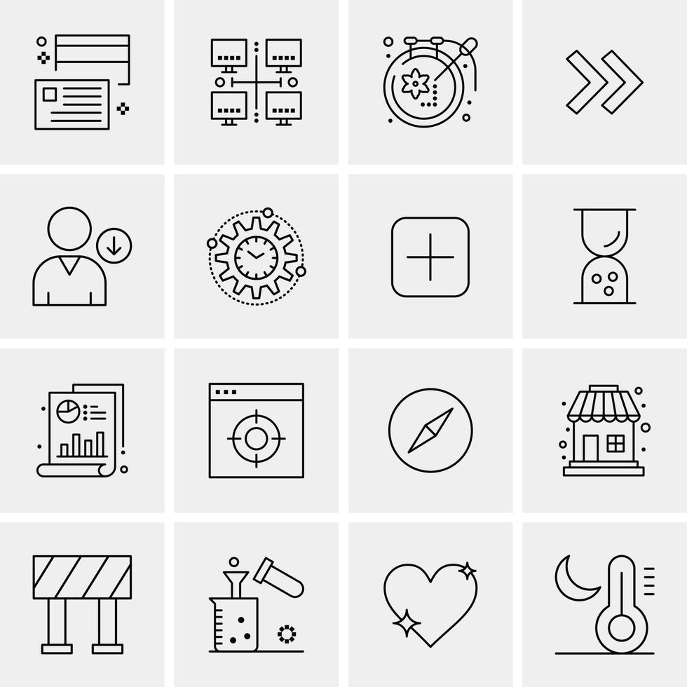 16 iconos de negocios universales vector ilustración de icono creativo para usar en proyectos relacionados con la web y dispositivos móviles