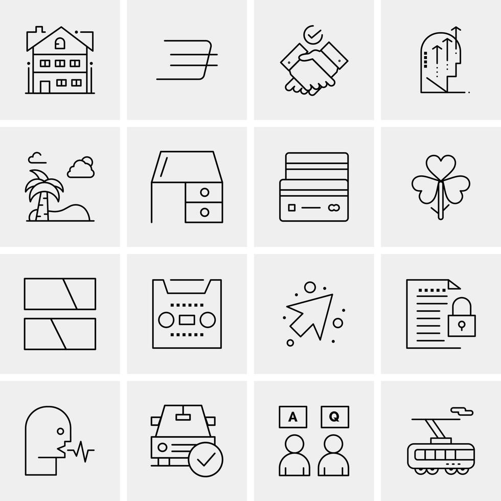 16 iconos de negocios universales vector ilustración de icono creativo para usar en proyectos relacionados con la web y dispositivos móviles