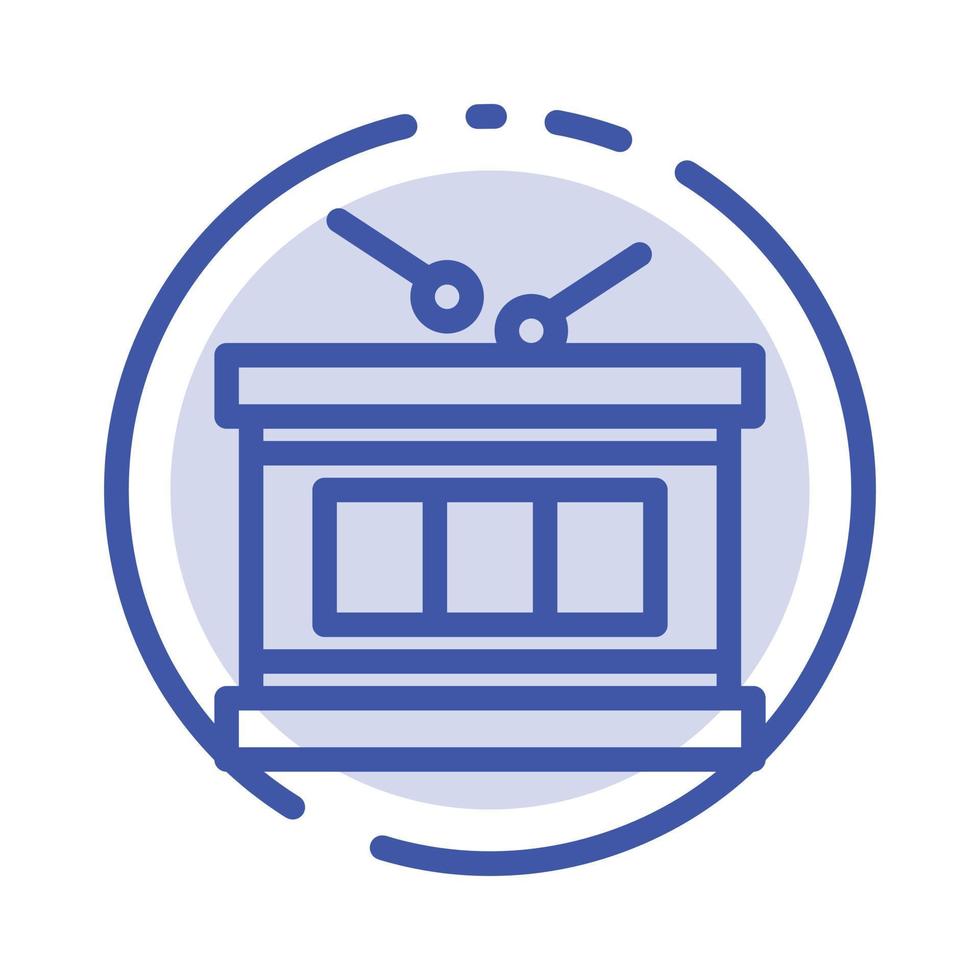 Drum Instrument Irish Parade Blue Dotted Line Line Icon vector