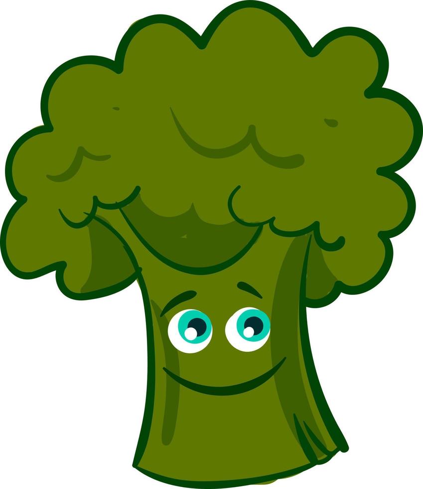 Happy broccoli, illustration, vector on white background