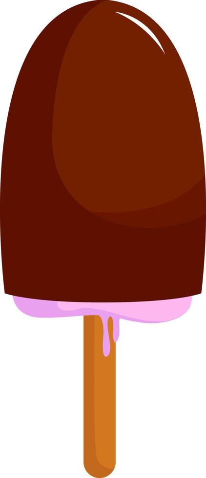 Chocolate ice cream, illustration, vector on white background.