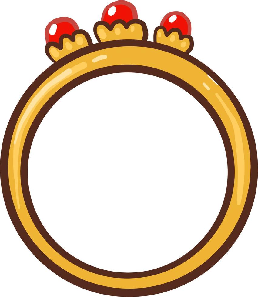Ring with red stones, illustration, vector on white background.