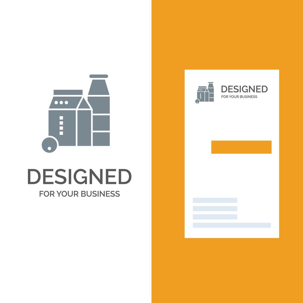 Milk Box Bottle Shopping Grey Logo Design and Business Card Template vector