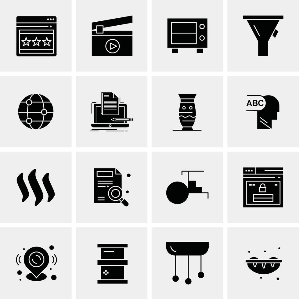 conjunto de 100 iconos de glifos sólidos de negocios vector