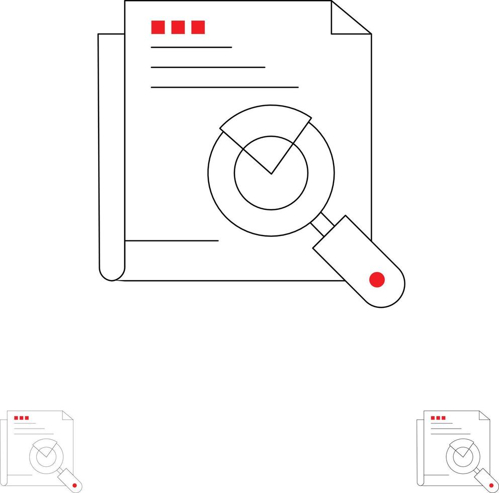 búsqueda de página diseño de búsqueda de página web negrita y conjunto de iconos de línea negra delgada vector